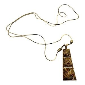 Vintage D’Orlan Filigree Geometric Pendant Necklace –‎ Missing Stones